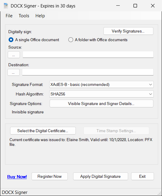 DOCX Signer in the trial period