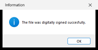 Message: The file was digitally signed successfully