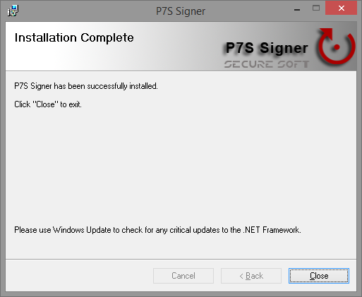 Installation Complete page of the setup