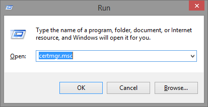 Run window with certmgr.msc