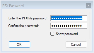 PFX password window