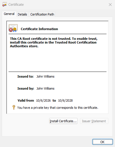 Windows certificate viewer