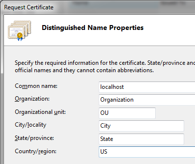 IIS, Distinguished Name Properties