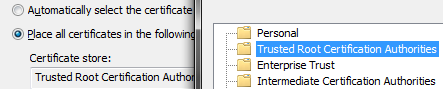 Select the certificate store